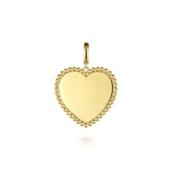 New Gabriel & Co. 14K Yellow Gold Bujukan Heart Personalized Medallion Pendant With Detachable Bail