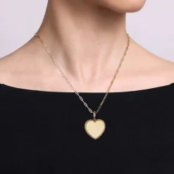 New Gabriel & Co. 14K Yellow Gold Bujukan Heart Personalized Medallion Pendant With Detachable Bail
