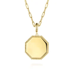 Hot Gabriel & Co. 14K Yellow Gold Bujukan Hexagon Personalized Medallion Pendant With Detachable Bail