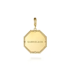 Hot Gabriel & Co. 14K Yellow Gold Bujukan Hexagon Personalized Medallion Pendant With Detachable Bail