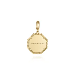 Clearance Gabriel & Co. 14K Yellow Gold Bujukan Hexagon Personalized Medallion Pendant With Detachable Bail