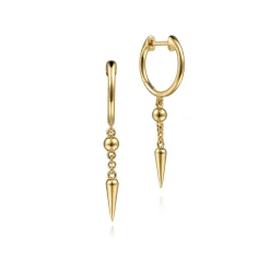 Sale Gabriel & Co. 14K Yellow Gold Bujukan Huggie Drop Spike Earrings