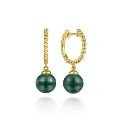 Discount Gabriel & Co. 14K Yellow Gold Bujukan Huggie Earrings with Malachite Drops