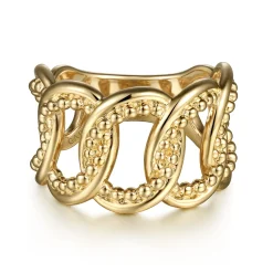 Discount Gabriel & Co. 14K Yellow Gold Bujukan Intertwining Link Wide Band Ring