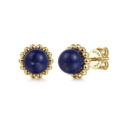 Best Gabriel & Co. 14K Yellow Gold Bujukan Lapis Stud Earrings