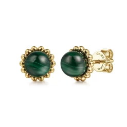 Online Gabriel & Co. 14K Yellow Gold Bujukan Malachite Stud Earrings