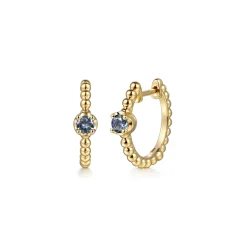 Gabriel & Co. 14K Yellow Gold Bujukan Manmade Alexandrite 15mm Huggie Earrings