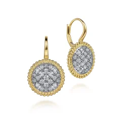New Gabriel & Co. 14K Yellow Gold Bujukan Pave Diamond Drop Earrings