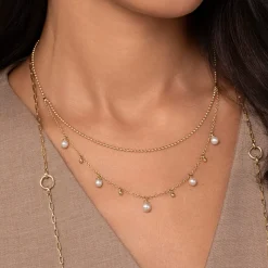 Best Gabriel & Co. 14K Yellow Gold Bujukan Pearl Layered Necklace
