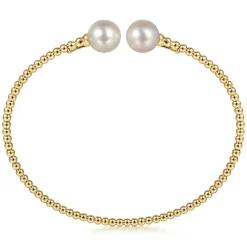 Best Gabriel & Co. 14K Yellow Gold Bujukan Pearls Split Bangle