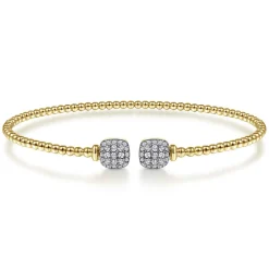 Online Gabriel & Co. 14K Yellow Gold Bujukan Split Cuff Bracelet with Pave Diamond Squares