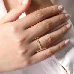 Outlet Gabriel & Co. 14K Yellow Gold Bujukan Station Delicate Stackable Ring