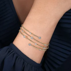 Gabriel & Co. 14K Yellow Gold Bujukan Wrap Diamond Bangle