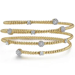 Gabriel & Co. 14K Yellow Gold Bujukan Wrap Diamond Bangle
