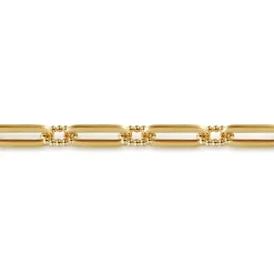 Gabriel & Co. 14K Yellow Gold Casted Bujukan Ball Link and Hollow Paperclip Link Chain Bracelet