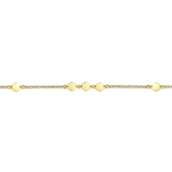 New Gabriel & Co. 14K Yellow Gold Chain Ankle Bracelet with Diamond Shaped Stations