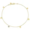 Online Gabriel & Co. 14K Yellow Gold Chain Ankle Bracelet with Round Hammered and Diamond Disc Drops