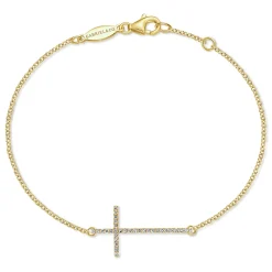Gabriel & Co. 14K Yellow Gold Chain Bracelet with Diamond Cross