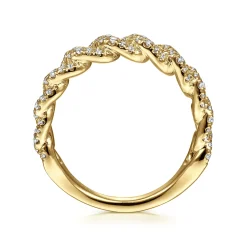 New Gabriel & Co. 14K Yellow Gold Chain Link Stackable Diamond Ring