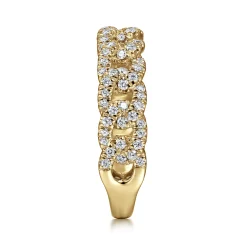 New Gabriel & Co. 14K Yellow Gold Chain Link Stackable Diamond Ring