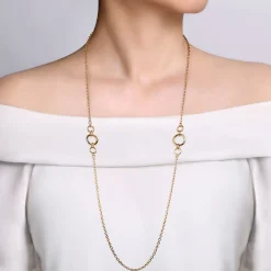 Sale Gabriel & Co. 14K Yellow Gold Chain Necklace with Circle Stations