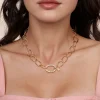 Sale Gabriel & Co. 14K Yellow Gold Chain Necklace with Diamond Oval Pendant