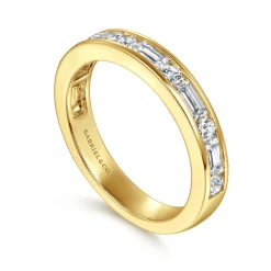 Hot Gabriel & Co. 14K Yellow Gold Channel Baguette and Round Diamond Anniversary Band - 0.8 ct