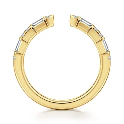 Discount Gabriel & Co. 14K Yellow Gold Channel set baguette and U Setting Round Diamond Open Anniversary Band - 0.3 ct