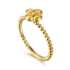 Online Gabriel & Co. 14K Yellow Gold Citrine Cluster Clover and Bujukan Bead Stackable Ring