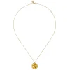 Discount Gabriel & Co. 14K Yellow Gold Citrine Round Shape Necklace With Flower Pattern J-Back