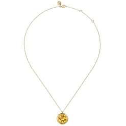 Discount Gabriel & Co. 14K Yellow Gold Citrine Round Shape Necklace With Flower Pattern J-Back