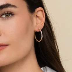 Best Gabriel & Co. 14K Yellow Gold Classic Hoop Earrings 0.3ct 30mm-Bujukan