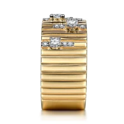 Outlet Gabriel & Co. 18K Yellow Gold Contemporary Diamond Station Wide Band Ring
