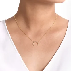 New Gabriel & Co. 14K Yellow Gold Crescent Moon Pendant Necklace