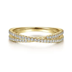 Sale Gabriel & Co. 14K Yellow Gold Criss Cross Diamond Stackable Ring