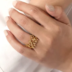 Outlet Gabriel & Co. 14K Yellow Gold Criss Crossing Bujukan Ring