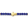 Clearance Gabriel & Co. 14K Yellow Gold Cross Bracelet with 4mm Lapis Beads