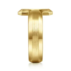 Discount Gabriel & Co. 14K Yellow Gold Cross Men's Faceted Ring