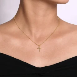 Online Gabriel & Co. 14K Yellow Gold Cross Pendant Necklace- Bujukan
