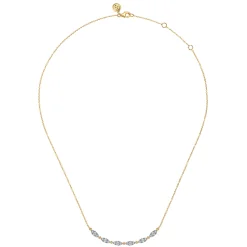 Gabriel & Co. 14K Yellow Gold Curved Bujukan Bar Diamond Necklace