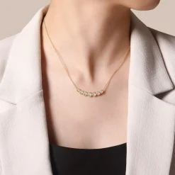 Online Gabriel & Co. 14K Yellow Gold Curved Diamond Bar Necklace