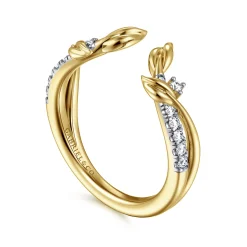 Gabriel & Co. 14K Yellow Gold Curved Floral Open Diamond Ring - 0.15 ct