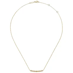 Discount Gabriel & Co. 14K Yellow Gold Curved Rectangular Station Bar Necklace with Diamonds