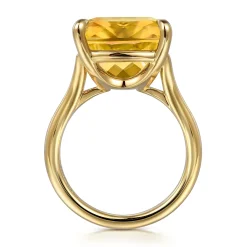 Sale Gabriel & Co. 14K Yellow Gold Cushion Cut Citrine Ladies Ring