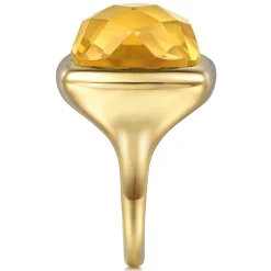 Clearance Gabriel & Co. 14K Yellow Gold Cushion Cut Citrine Ladies Ring With Flower Pattern J-Back