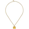 Outlet Gabriel & Co. 14K Yellow Gold Cushion Cut Citrine Necklace With Flower Pattern J-Back and Bezel Setting