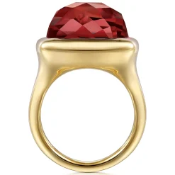 Hot Gabriel & Co. 14K Yellow Gold Cushion Cut Garnet Ladies Ring With Flower Pattern J-Back