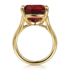 Sale Gabriel & Co. 14K Yellow Gold Cushion Cut Garnet Ladies Ring