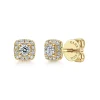 Clearance Gabriel & Co. 14K Yellow Gold Cushion Halo Round Diamond Stud Earrings