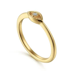 Sale Gabriel & Co. 14K Yellow Gold Dainty Evil Eye Diamond Ring
